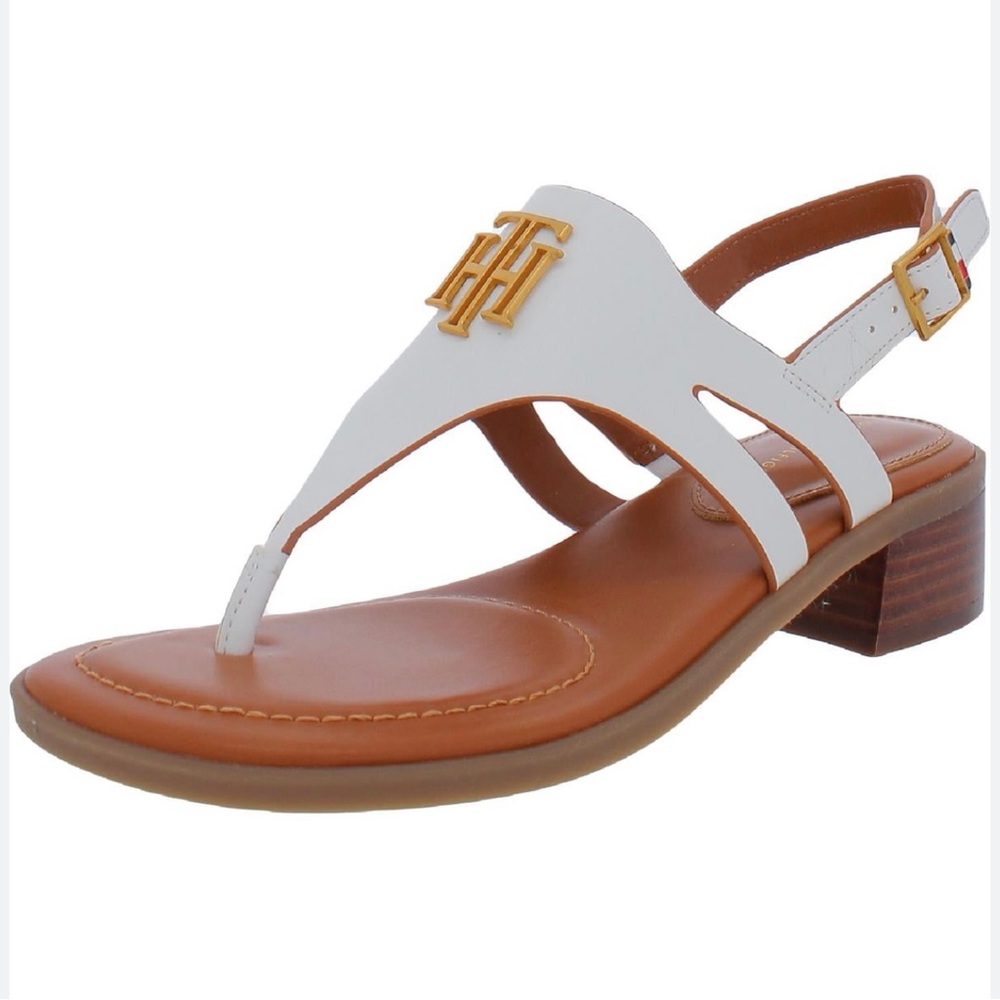 Tommy Hilfiger White and Tan Sandals